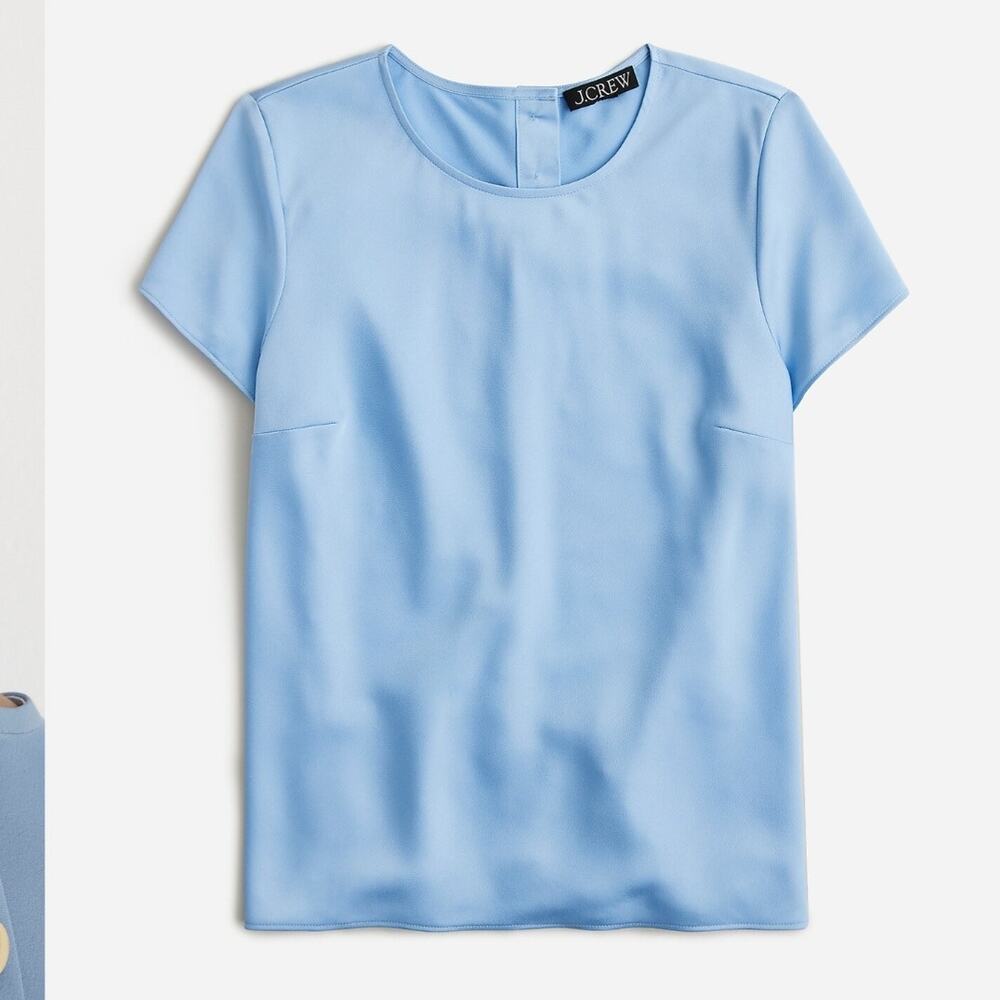 J.Crew Button Back Top Womens SZ Small Frozen Lake Blue Everyday Crepe NWT BP958